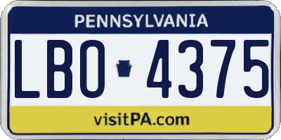 PA license plate LBO4375