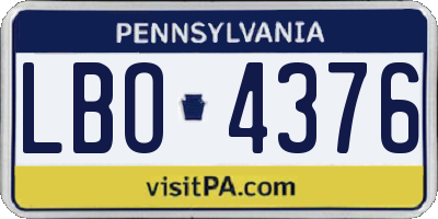 PA license plate LBO4376