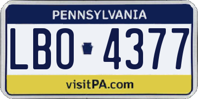 PA license plate LBO4377