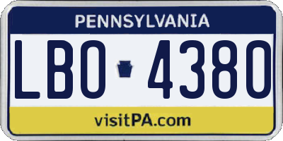 PA license plate LBO4380