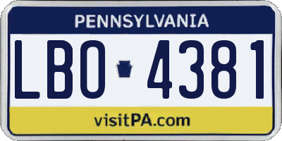 PA license plate LBO4381