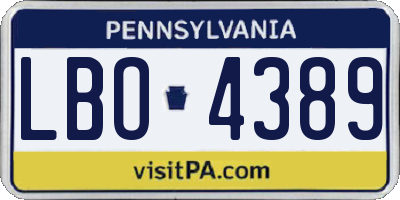 PA license plate LBO4389