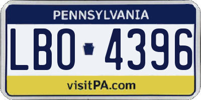 PA license plate LBO4396
