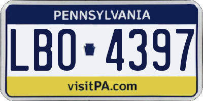 PA license plate LBO4397