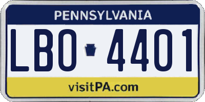 PA license plate LBO4401