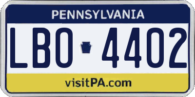 PA license plate LBO4402