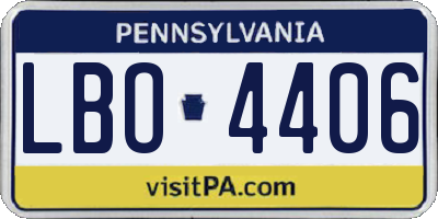 PA license plate LBO4406
