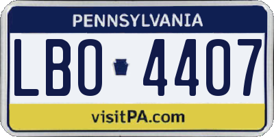 PA license plate LBO4407