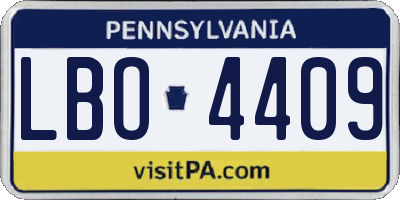 PA license plate LBO4409
