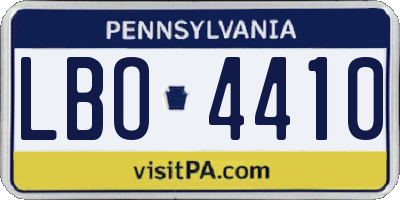PA license plate LBO4410
