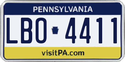 PA license plate LBO4411