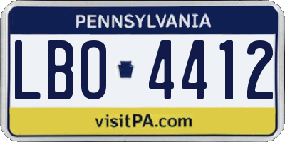 PA license plate LBO4412
