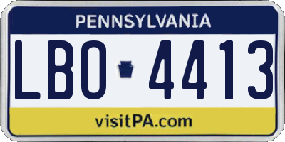 PA license plate LBO4413