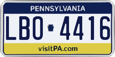 PA license plate LBO4416