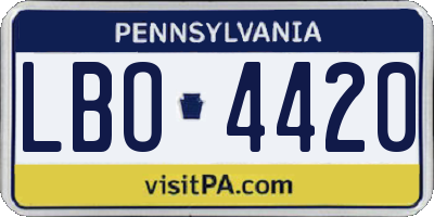 PA license plate LBO4420