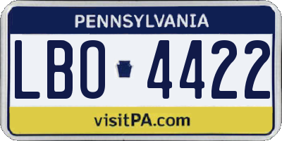 PA license plate LBO4422