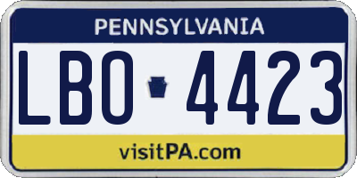 PA license plate LBO4423