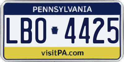 PA license plate LBO4425
