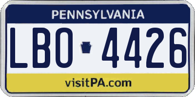 PA license plate LBO4426