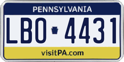 PA license plate LBO4431