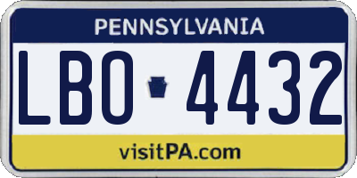 PA license plate LBO4432