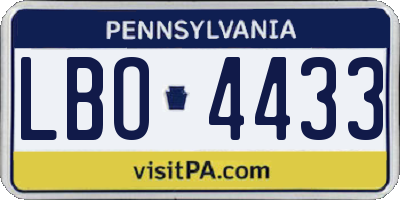 PA license plate LBO4433