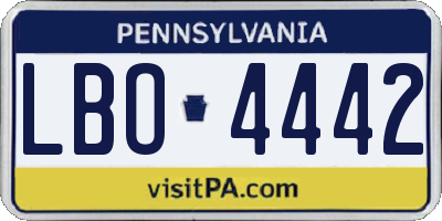 PA license plate LBO4442