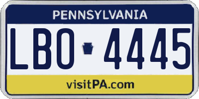 PA license plate LBO4445