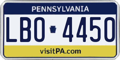 PA license plate LBO4450