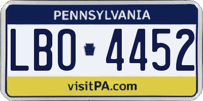 PA license plate LBO4452