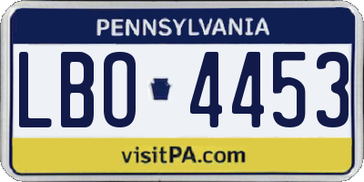 PA license plate LBO4453
