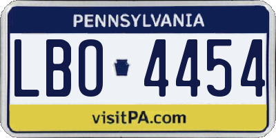 PA license plate LBO4454