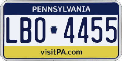 PA license plate LBO4455