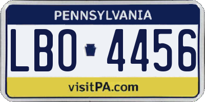 PA license plate LBO4456