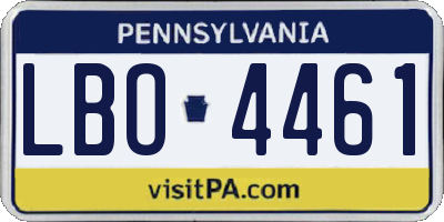 PA license plate LBO4461