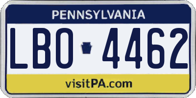 PA license plate LBO4462