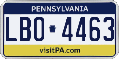 PA license plate LBO4463