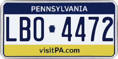 PA license plate LBO4472