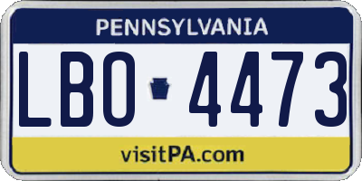 PA license plate LBO4473