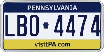 PA license plate LBO4474