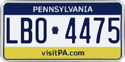 PA license plate LBO4475