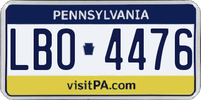 PA license plate LBO4476