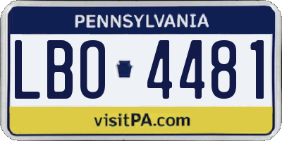 PA license plate LBO4481