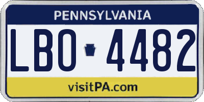 PA license plate LBO4482