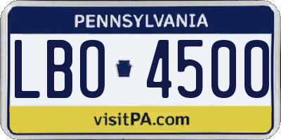 PA license plate LBO4500