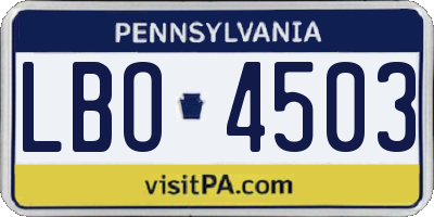 PA license plate LBO4503