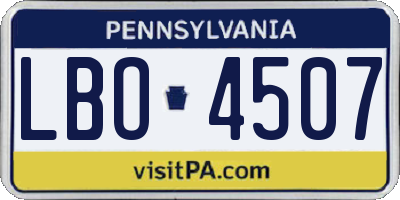 PA license plate LBO4507
