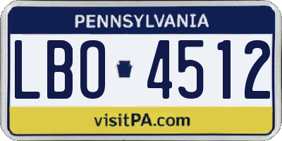PA license plate LBO4512