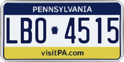 PA license plate LBO4515