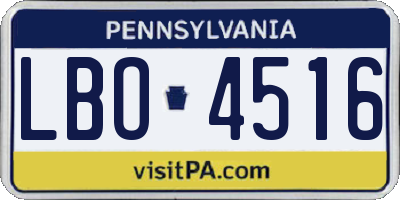 PA license plate LBO4516